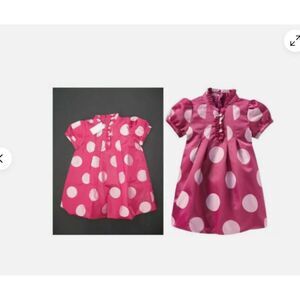 New Baby Gap Magenta pink polka dot short sleeve party holiday dress 18 24 mo
